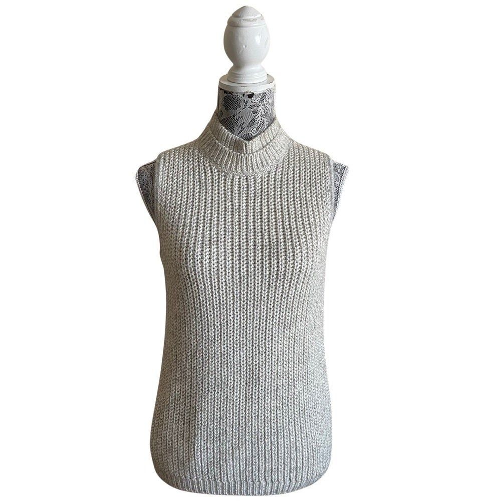 Yigal Azrouel Mohair Blend Mock Turtleneck Sleeveless Sweater Size Small